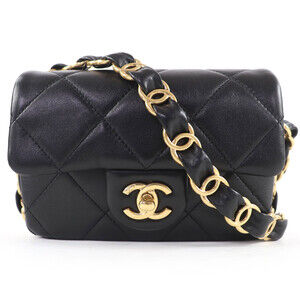 CHANEL Black Matelassé Flap
